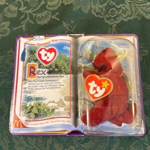 McDonald’s 1999 Ty Beanie Baby Rex The Tyrannosaurus Dinosaur NIB 25 years old